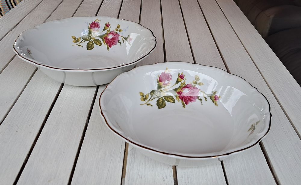 Dwie miski salaterki półmiski porcelana Wałbrzych PRL