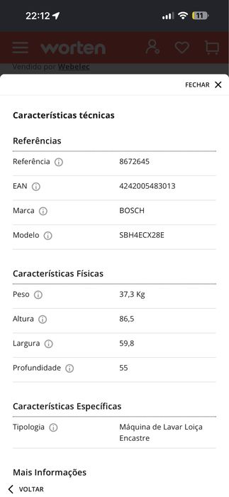 Máquina de Lavar Loiça Encastre BOSCH SBH4ECX28E (14 Conjuntos - 60 cm