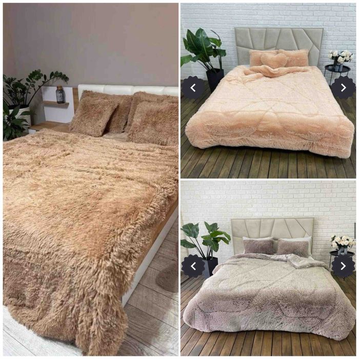 Пухнасте товстенькі мʼякі хутряні ковдри покривала "Травичка ведмідь"