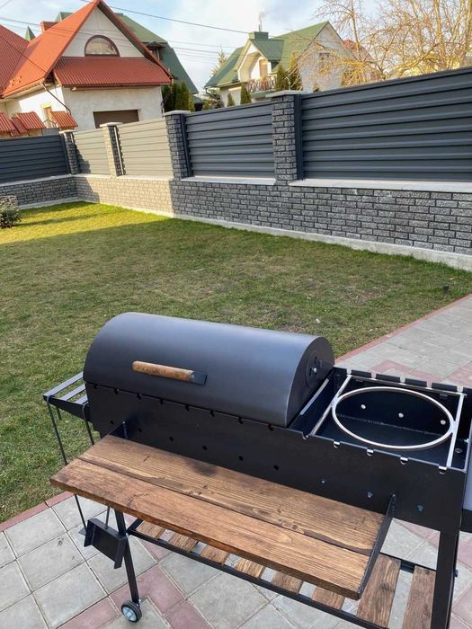 ПЕРЕСУВНИЙ!Мангал з кришкою для барбекю на колесах метал 5 мм