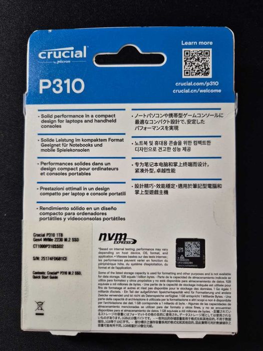 SSD диск Crucial P310 1TB M.2 2230 NVMe PCIe 4.0x4 (CT1000P310SSD2)