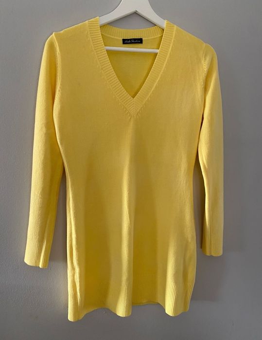 Sweter żółty cashmir M na L