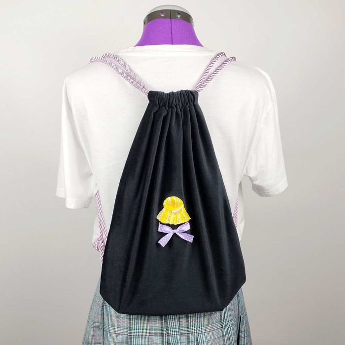 Welurowy plecak worek HAND MADE damski plecak na studia do szkoły