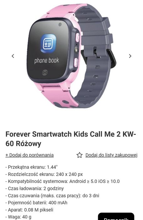 Smartwatch Forever Kids Call Me 2 różowy