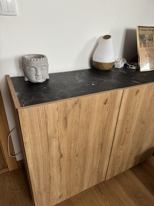 Aparador 4 portas - carvalho e marmore