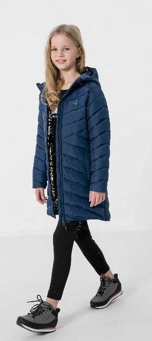 Kurtka 4F puchowa 134 zimowo jesienna dla dziewczynki płaszcz granatow