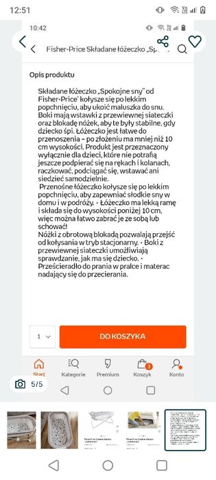 Łóżeczko kołyska lezaczek