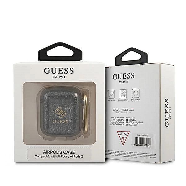 Etui Guess Glitter Collection na AirPods 1/2 - czarne