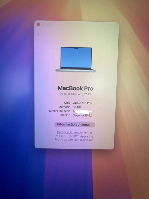 Apple Macbook M3 Pro 2023 18GB RAM 14” 512Gb SSD MRX63PO/A
