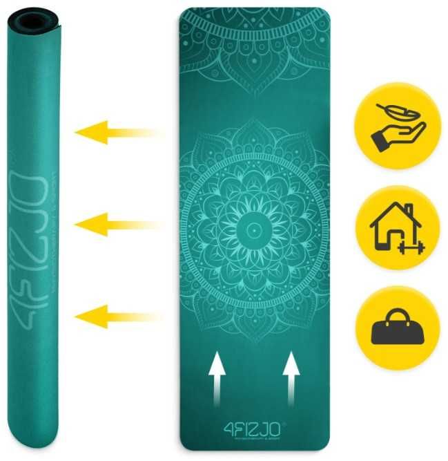 MATA DO ĆWICZEŃ ZAMSZOWA do jogi pilatesu 183 x 61 x 0,15cm 4FIZJO ZIE