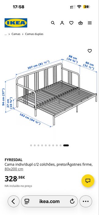 Cama indiv/dupl c/2 colchões
