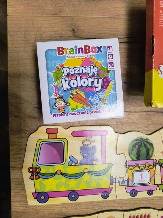 Drewniany pociąg alfabet, układanka, gra logiczna, zagadki czuczu