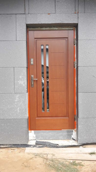 Drzwi zewnętrzne drewniane 78 orzech/antracyt!Od ręki!Czyste powietrze