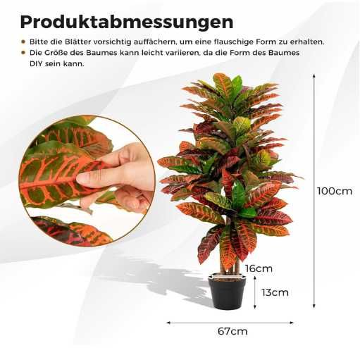 Sztuczna roślina Kroton 100 cm palma w doniczce dekoracja wnętrz