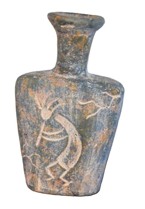 Jarra em terracota, com motivos Astecas, feita no México