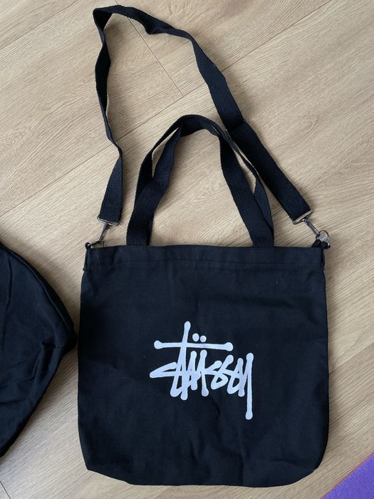 Шопер stussy чорний тканинний