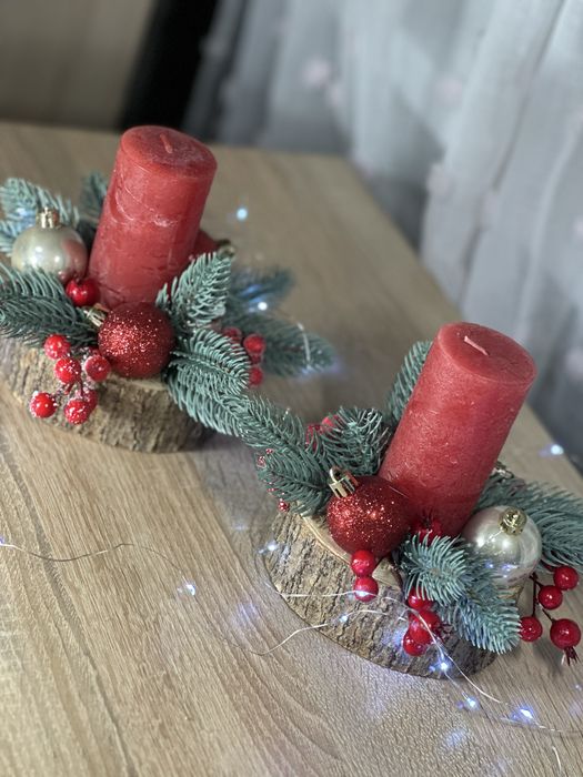 Свічник новорічний підсвічник різдво свічки подарунок декор шишки