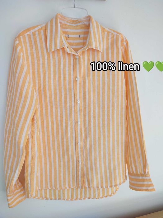Koszula lniana w paski 100% len #262