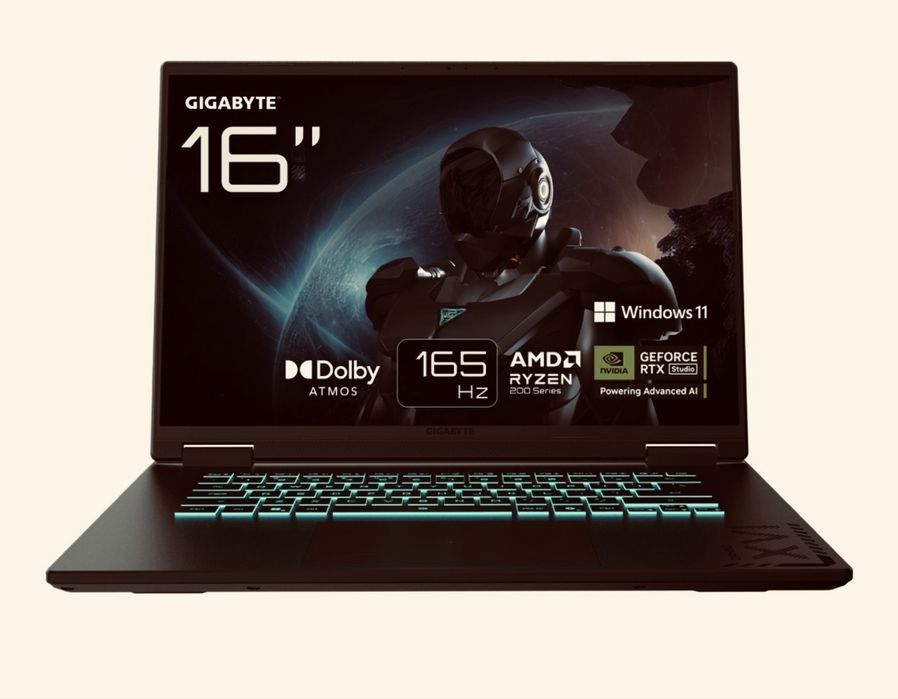 Laptop Gigabyte A16, Ryzen 7 260, RTX 5050, 16/1500GB DDR5, stan idelany zamiana gwarancja