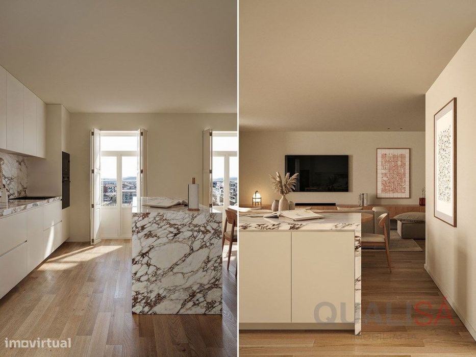 Apartamento T1 com varanda em prédio novo no centro histórico de Br...