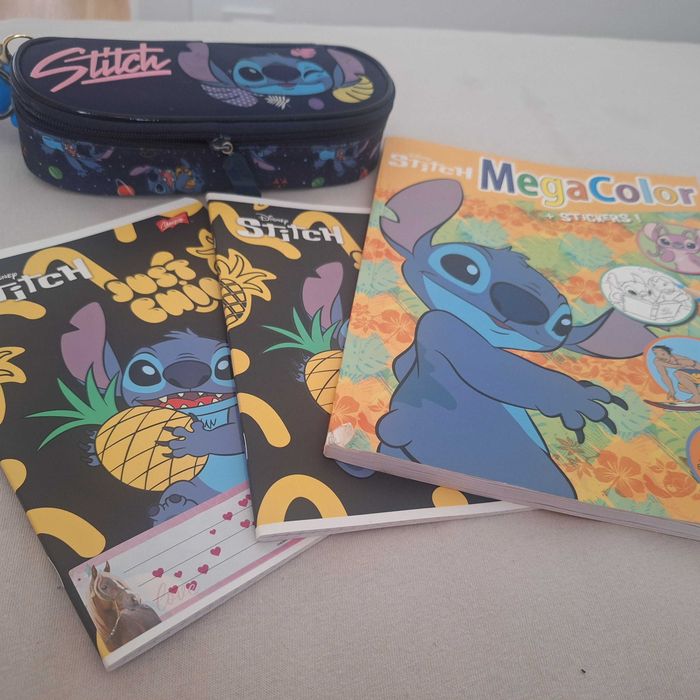 Stitch 2x zeszyt, piórnik, kolorowanka, brylok