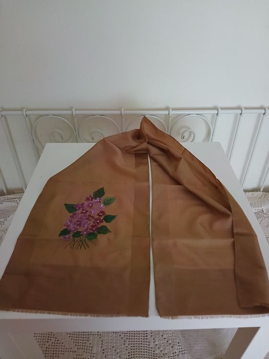 Écharpe pintada à mão, vintage