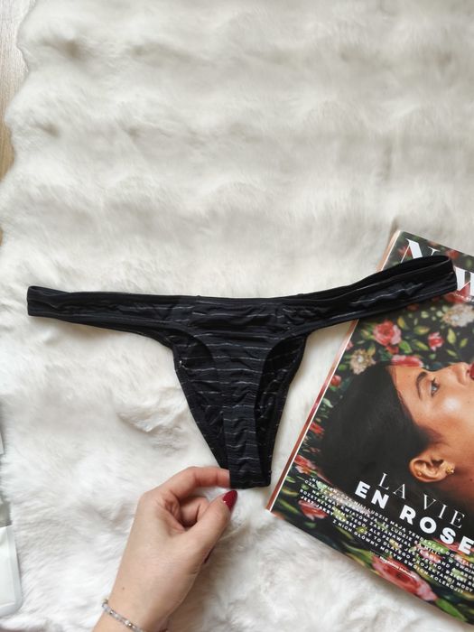 Stringi męskie czarne nylonowe