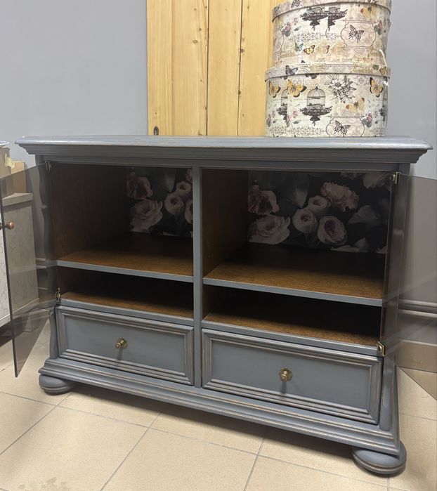 Szafka pod telewizor komoda szara grafit loft Shabby retro