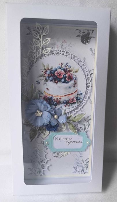 Kartka okolicznościowa handmade DL z pudełkiem prezent