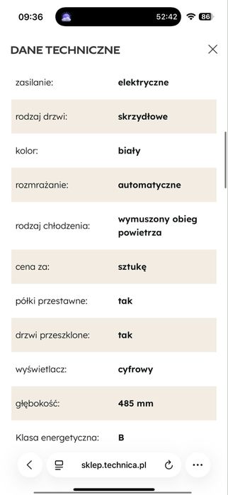 Witryna cukiernicza - lodówka