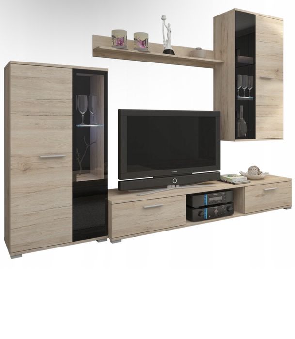 Meble 4 elementy zadbane dab sonoma