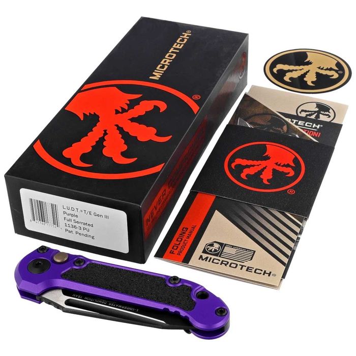 Nóż automatyczny Microtech LUDT T/E Gen III Purple Aluminium/3M