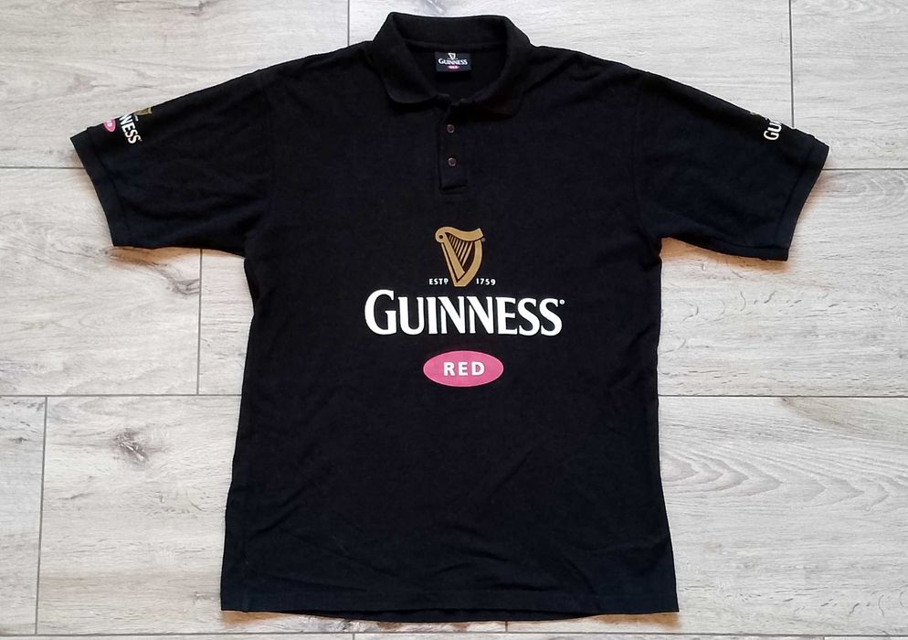 Колекційне поло Guinness Red чоловічий розмір XL чорного кольору із принтами