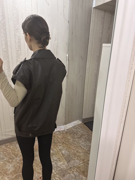Косуха Жилет Staff 2 в 1 шоколадного кольору S oversize