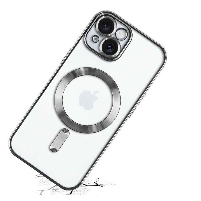 Plecki Etui do Iphone 13/14/15Plus Pro Max Magsafe Case Obudowa Srebrn