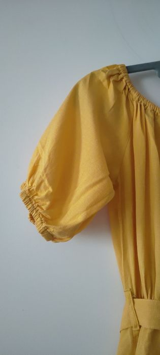 Żółta sukienka z lnem Top Secret