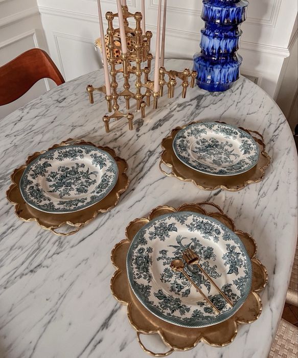 Duża bardzo ciężka patera 100% mosiądz mosiężna Austria 1970 vintage