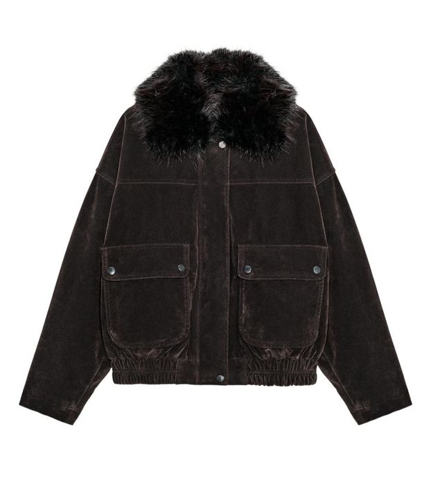 Бомбер Zara шоколадний куртка