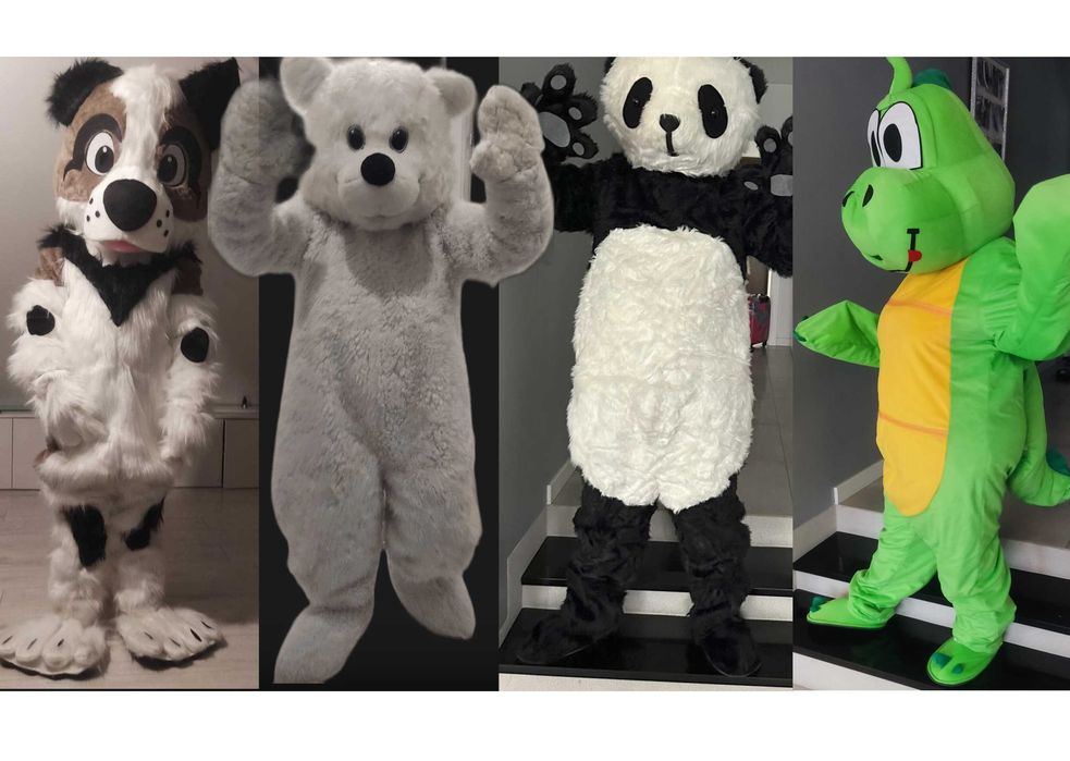 Żywe maskotki wynajem wysyłkowy strojów Misio Piesek Panda Kot Smok