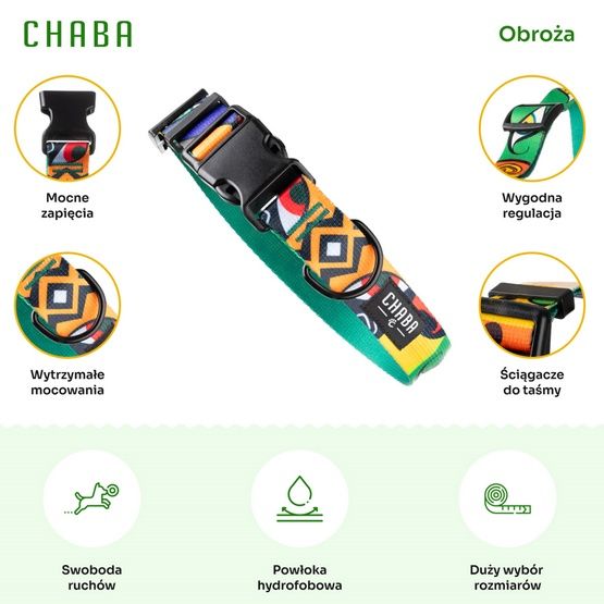 Hydrofobowa obroża regulowana dla psa - Chaba Story Jumbo Rozmiar S