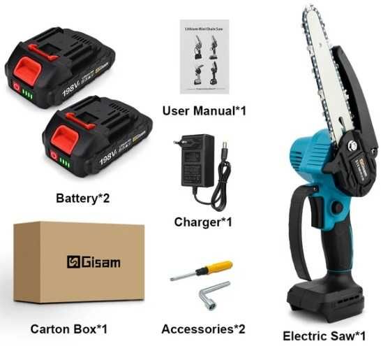 Mini Serra elétrica corte madeira sem fios incluí 2 baterias (Novo)