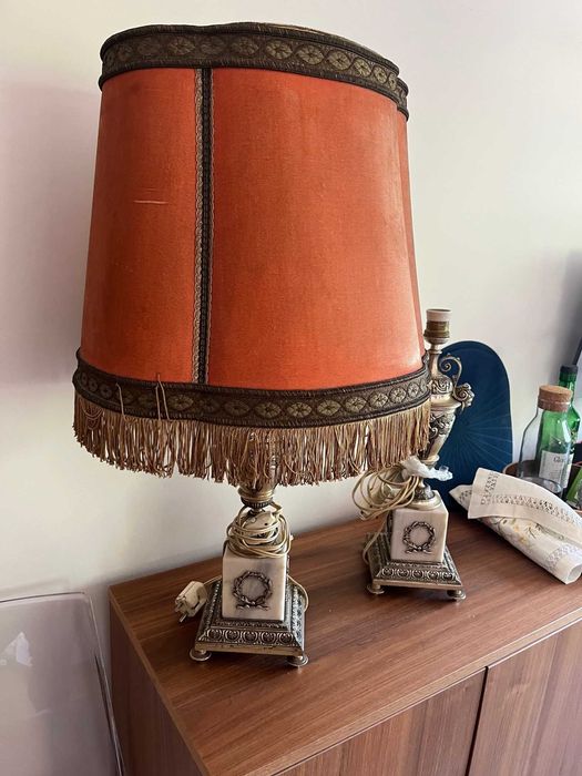 Candeeiro de Mesa em Mármore e Bronze