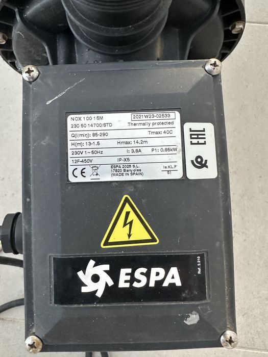 Bomba Piscina ESPA 0,85KW / Motor c/avaria