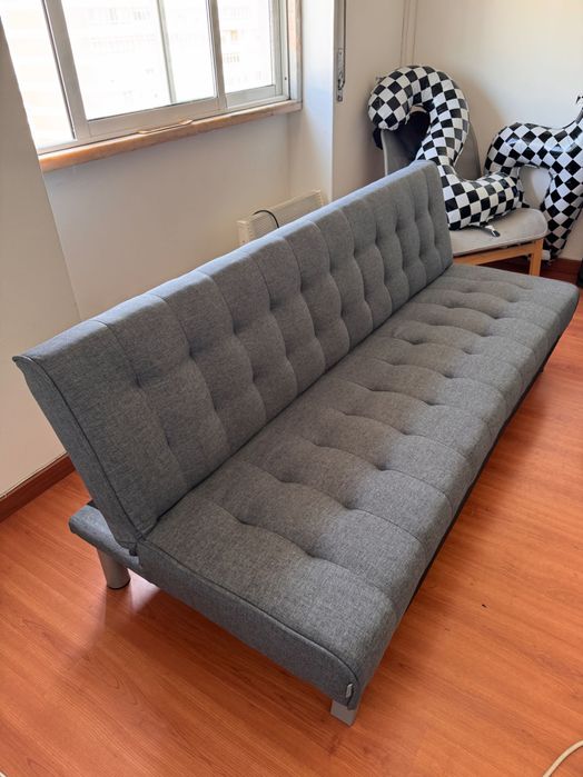 Sofá Cama Cinza Click Clack KASA NOVO