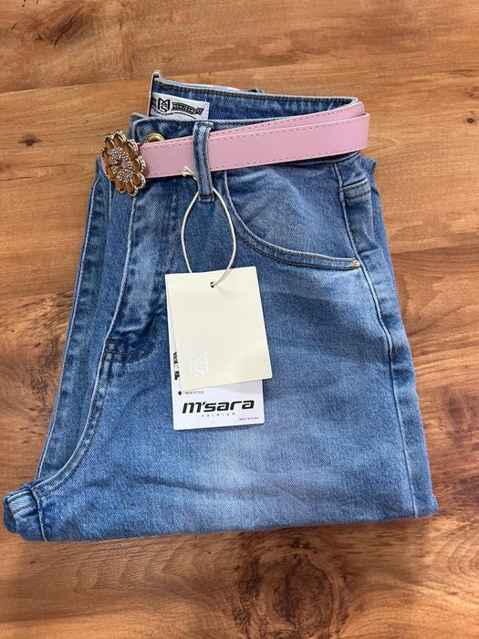 Jeansy M.Sara Ballon Fit z paskiem