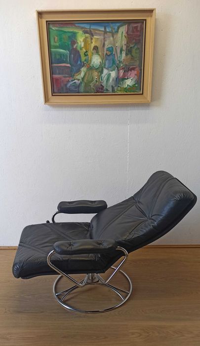 Fotel skórzany, Szwecja lata 70.