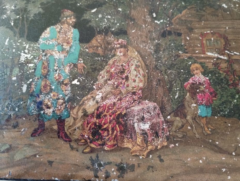 Старинная шкатулка  лаковая Палех ручная роспись царизм