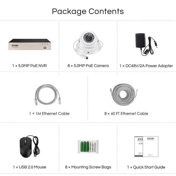 Kit Câmaras Segurança Vídeo Vigilância Zosi 5MP