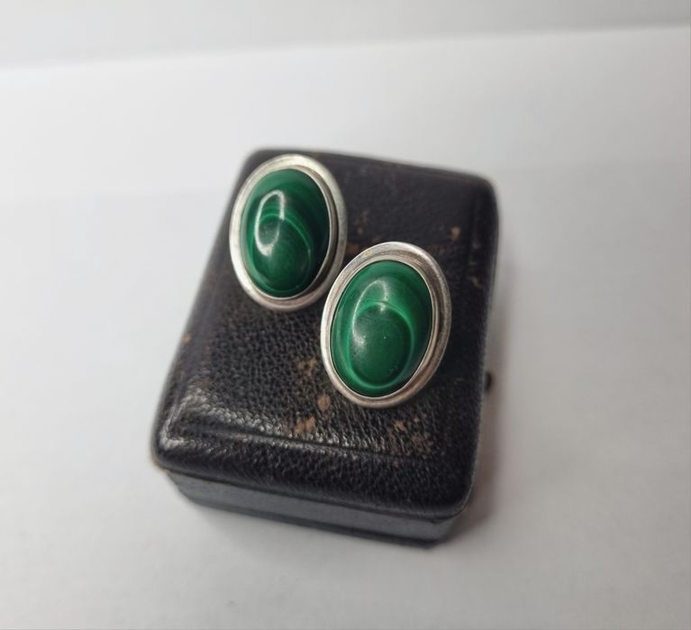 Srebrne kolczyki z malachitem srebro 925