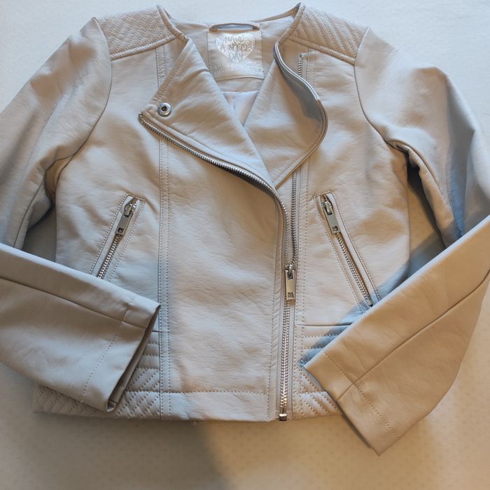 Ramoneska skórzana kurtka beż cool club 134